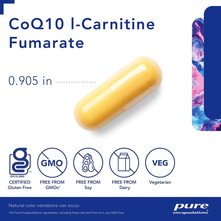 Pure Encapsulations CoQ10 Carnitine Supports Heart and Energy Health 120 Caps