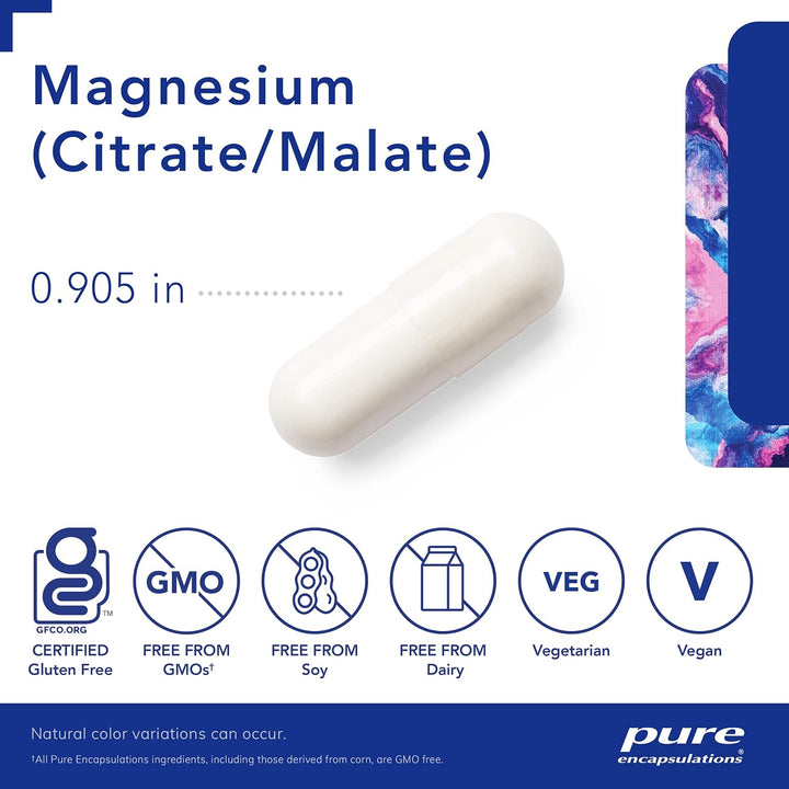 Pure Encapsulations Magnesium Citrate/Malate Supports Energy 180 Capsules