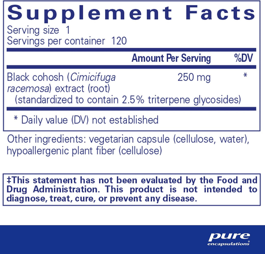 Pure Encapsulations Black Cohosh Supports Menopause Balance and Comfort 120 Caps