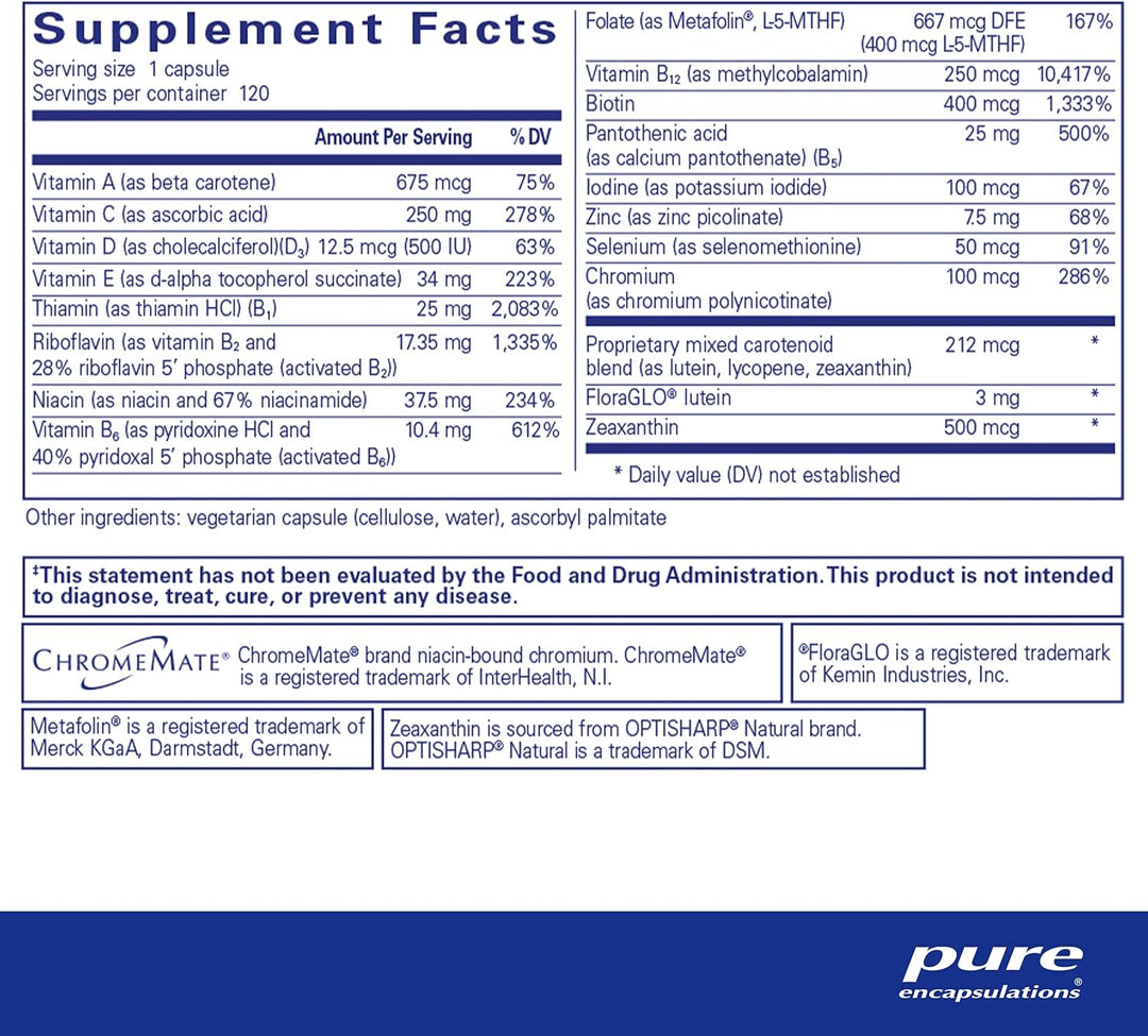 Pure Encapsulations Multi T/D Supports Daily Wellness Vegetarian 120 Capsules