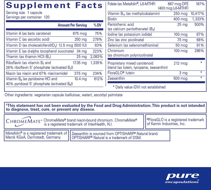 Pure Encapsulations Multi T/D Supports Daily Wellness Vegetarian 120 Capsules