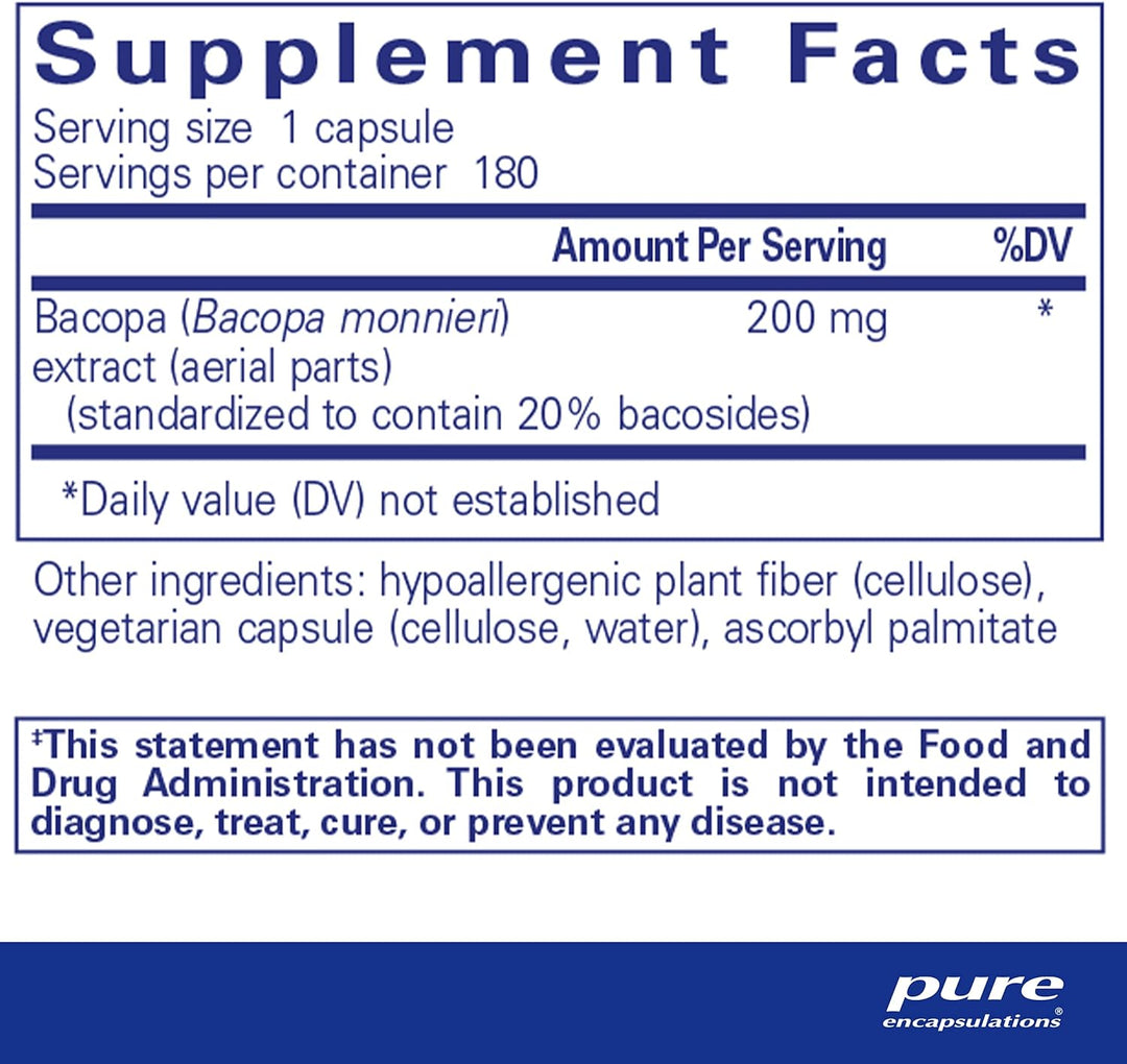 Pure Encapsulations Bacopa Monnieri Supports Brain Function and Focus 180 Caps