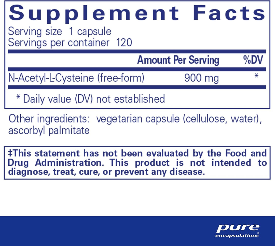 Pure Encapsulations NAC 900 mg Immune Lung Liver Support Amino Acid 120 Caps