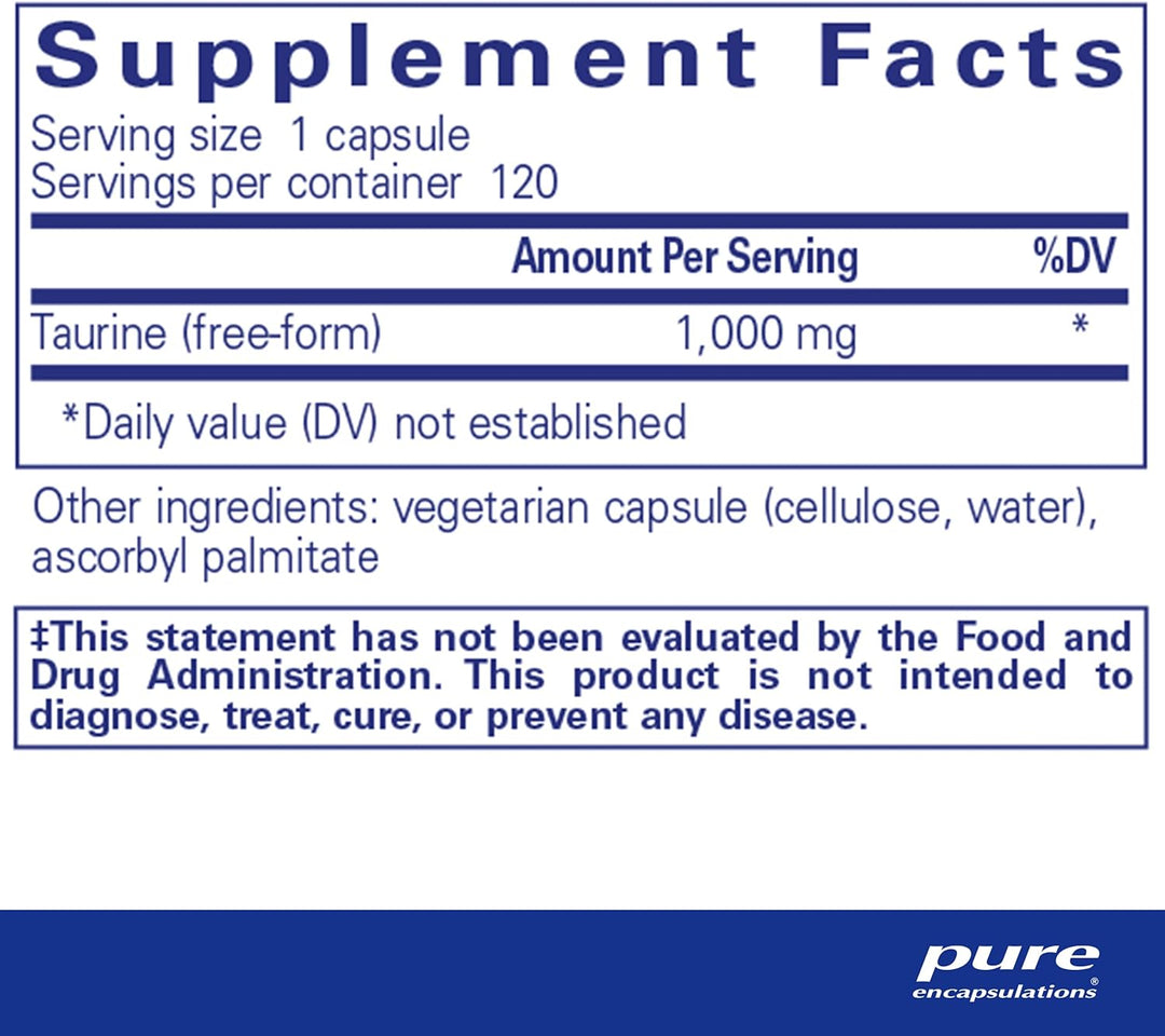 Pure Encapsulations Taurine 1000 mg Supports Heart and Liver Function 120 Caps