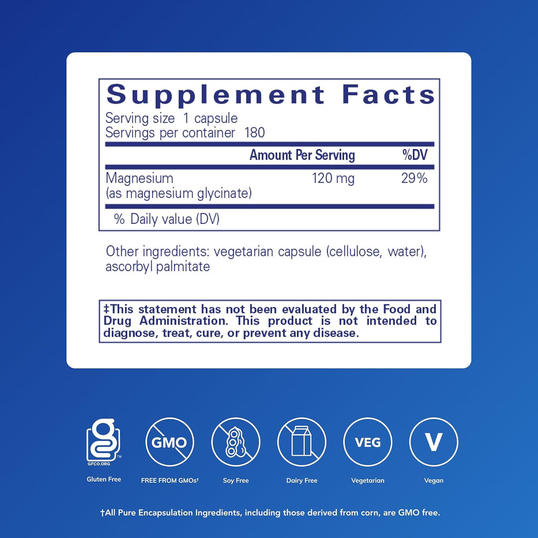 Pure Magnesium Glycinate Stress Sleep Heart Muscle Support Supplement 180 Caps
