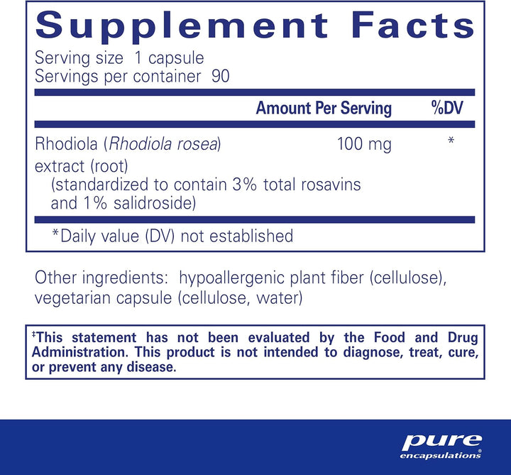 Pure Encapsulations Rhodiola Rosea Supports Energy and Endurance 90 Capsules