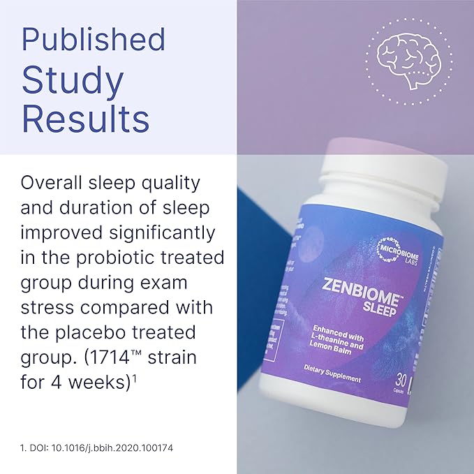 ZenBiome Sleep 30 cápsulas de Microbiome Labs favorece un sueño reparador y una relajación plena.