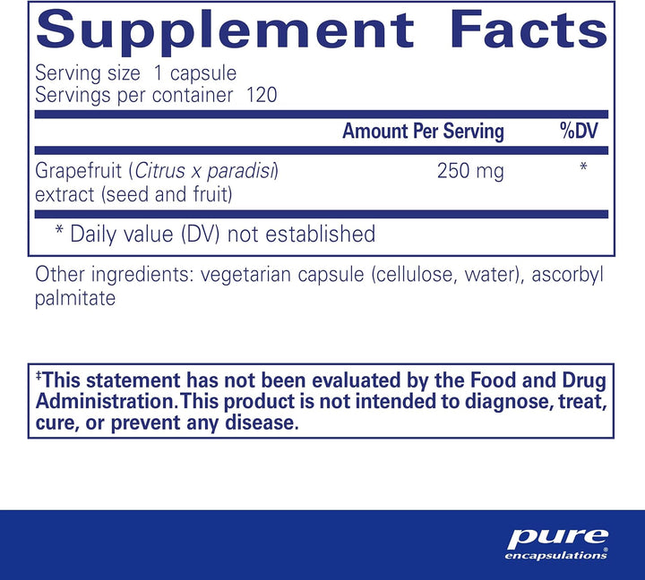 Pure Encapsulations Grapefruit Seed Extract Digestive Support Vegan 120 Capsules