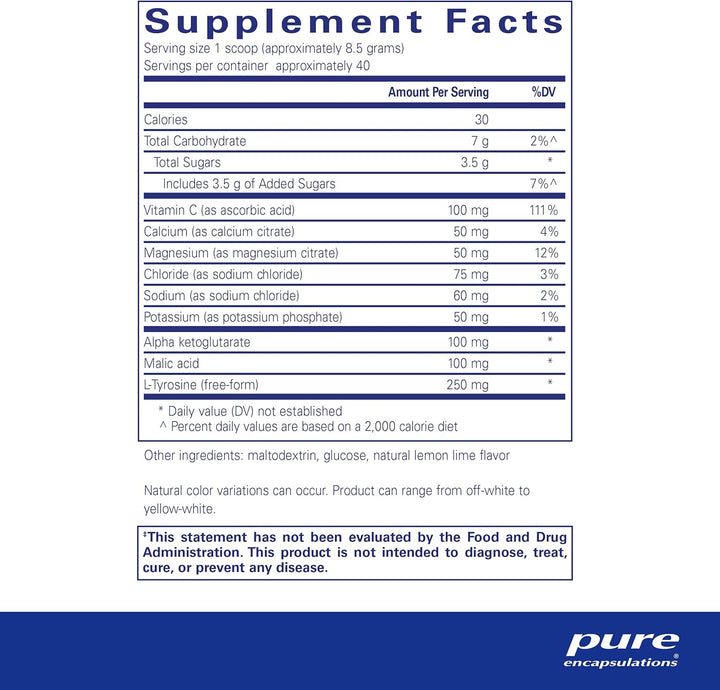 Pure Encapsulations Electrolyte Energy Formula Supports Hydration Stamina 340 g