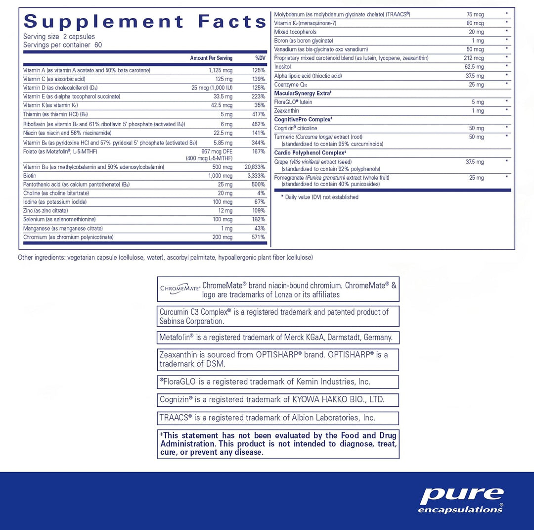 Pure Encapsulations Longevity Nutrients Supports Brain and Bone Health 120 Caps
