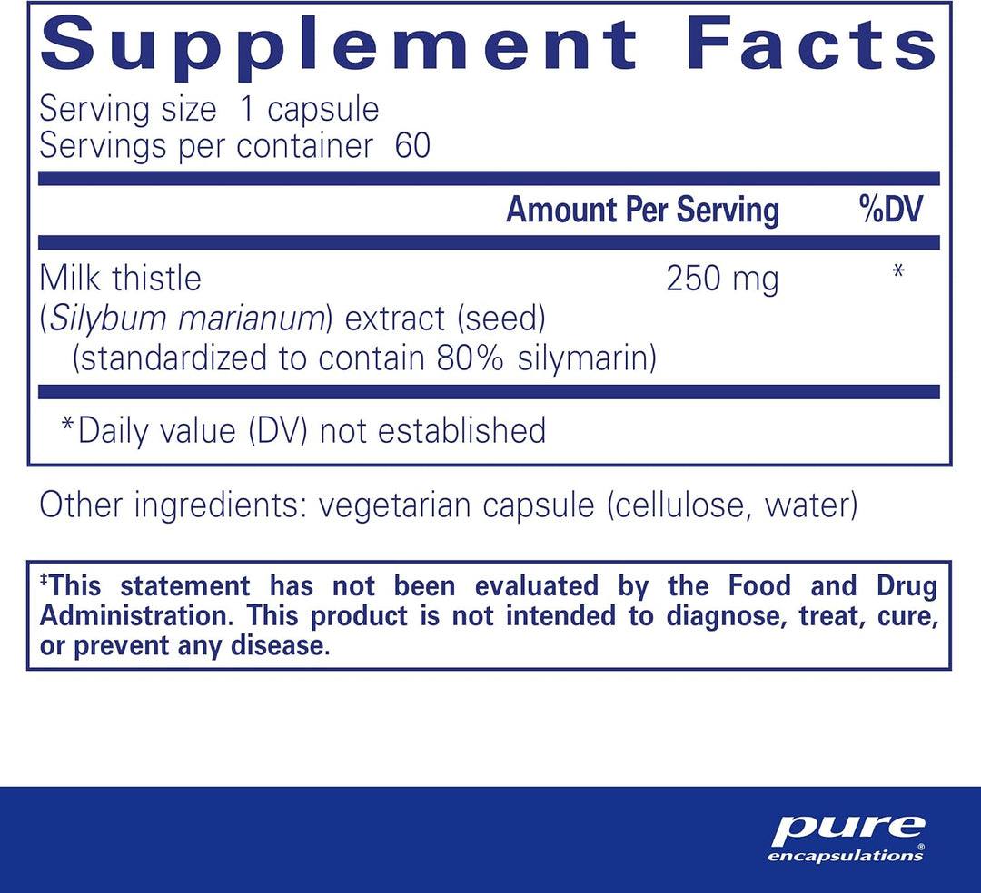 Pure Encapsulations Silymarin Milk Thistle Liver Support Supplement 60 Capsules