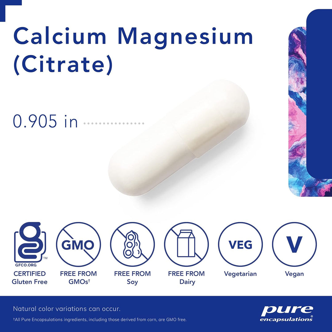 Pure Encapsulations Calcium Magnesium Citrate Bone Support Vegan 90 Capsules