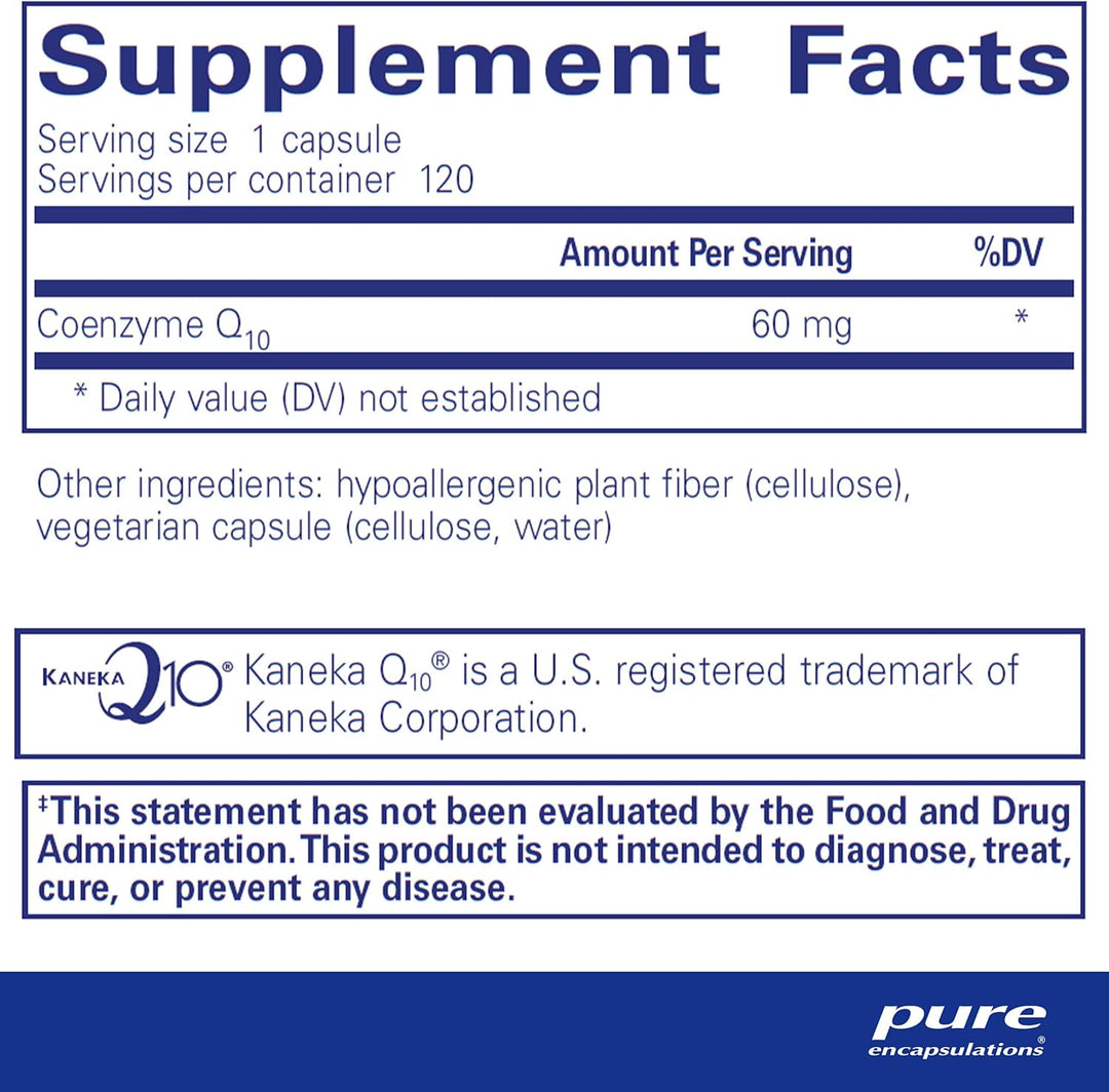 Pure Encapsulations CoQ10 Supplement Supports Cellular Energy 60Mg 120 Capsules