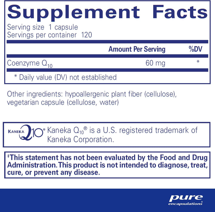 Pure Encapsulations CoQ10 Supplement Supports Cellular Energy 60Mg 120 Capsules