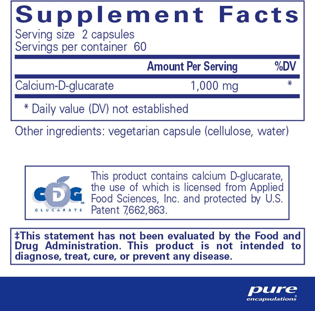 Pure Encapsulations Calcium D Glucarate Supports Cellular Detox Balance 120 Caps