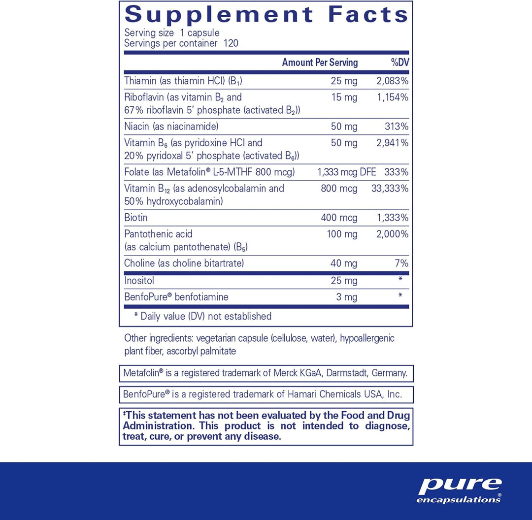Pure Encapsulations B Complex Supports Energy Metabolism and Cell Health 120 Caps