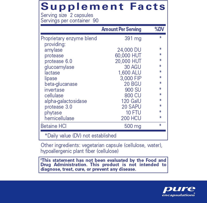 Pure Encapsulations Digestive Enzymes Ultra with Betaine HCL 180 Capsules