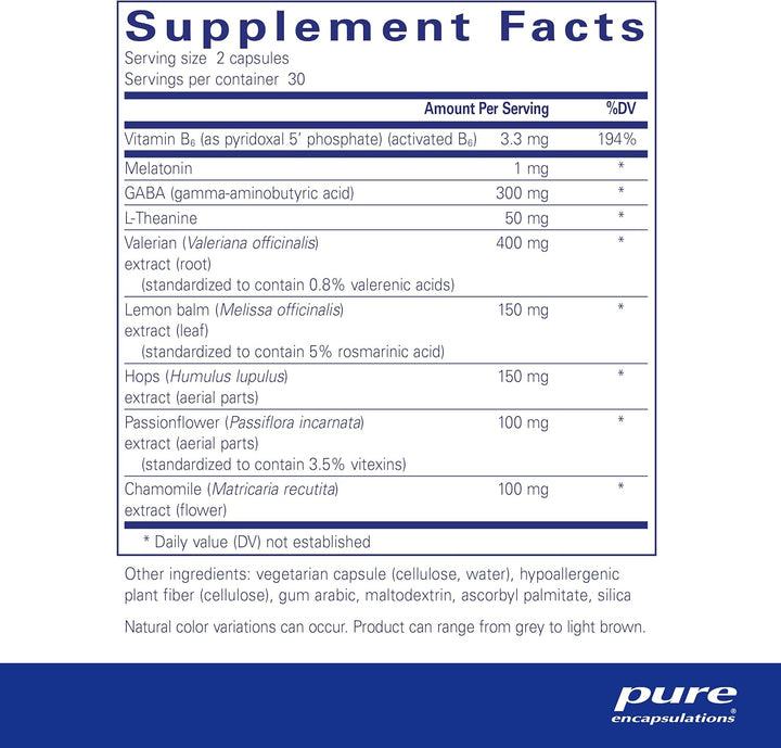 Pure Encapsulations Best Rest Formula Supports Relaxation Sleep 60 Capsules