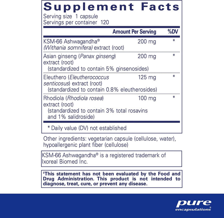 Pure Encapsulations Energy Xtra Supports Mental Focus and Stamina 120 Vcaps