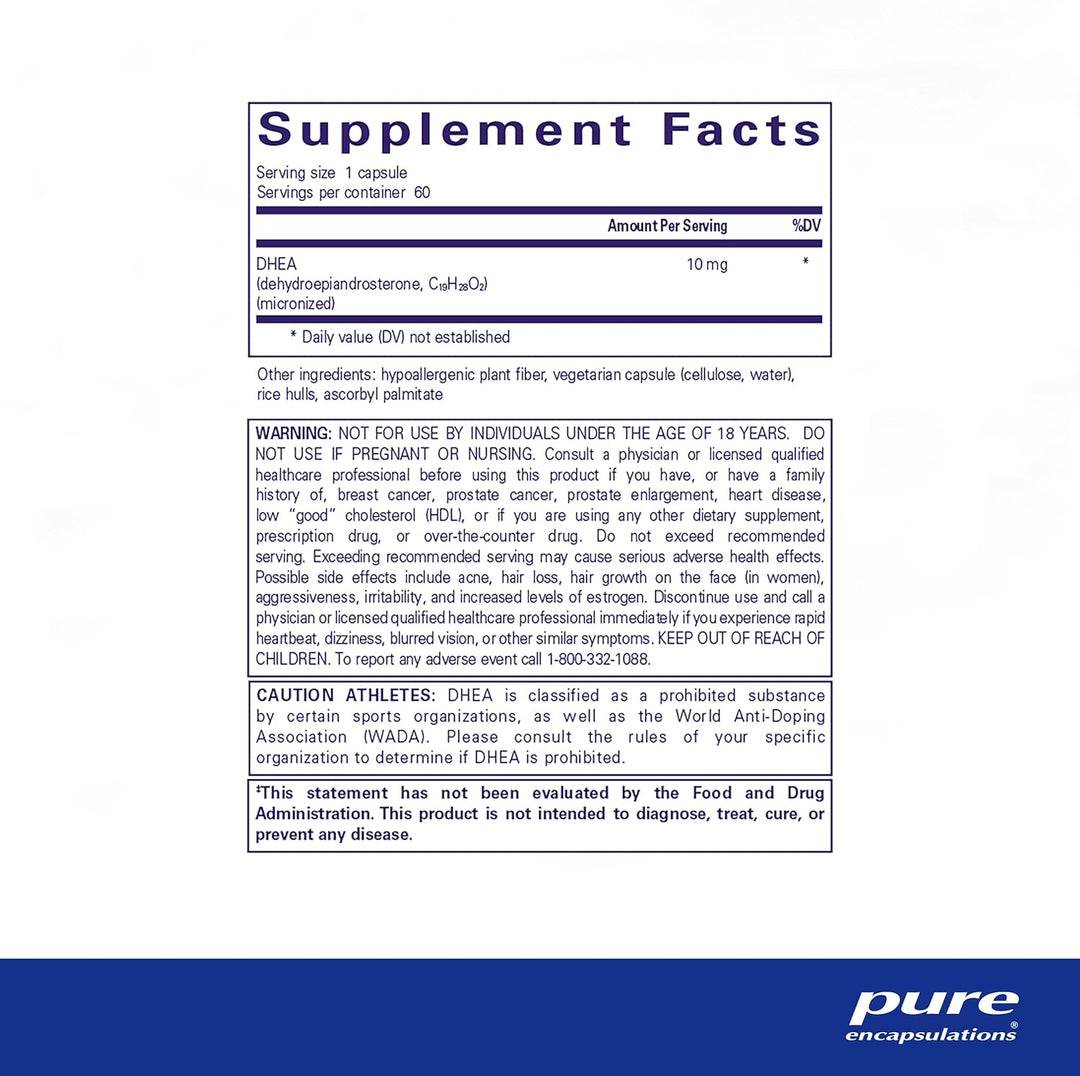 Pure Encapsulations DHEA 10 mg Supports Immune Hormone Metabolism 60 Capsules
