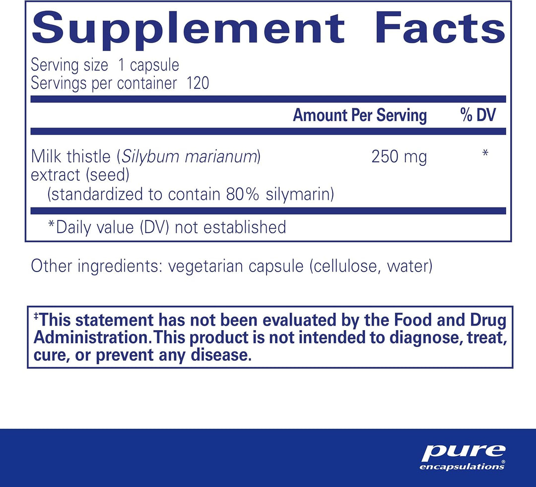 Pure Encapsulations Silymarin Milk Thistle Liver Support Supplement 120 Capsules