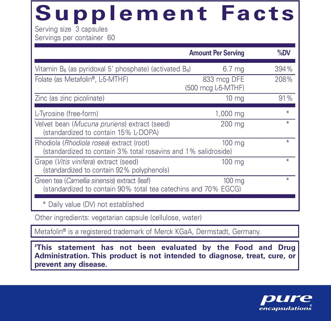 Pure Encapsulations DopaPlus Brain Support Supplement 180 Capsules