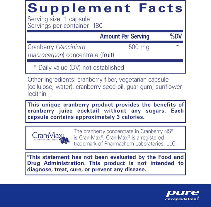 Pure Encapsulations Cranberry NS Supplement Supports Urinary Health 180 Capsules
