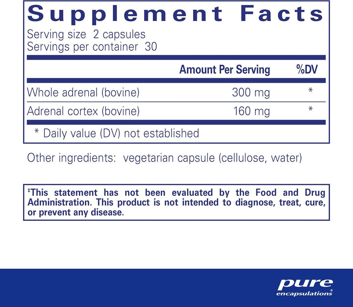 Pure Adrenal Cortex Supports Energy Stress and Gland Health 60 Capsules