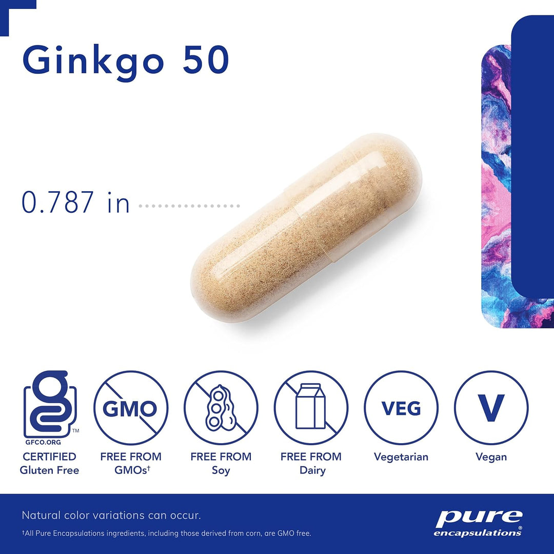 Pure Encapsulations Ginkgo 50 160mg Circulation Oxygen Memory Function 120 Caps