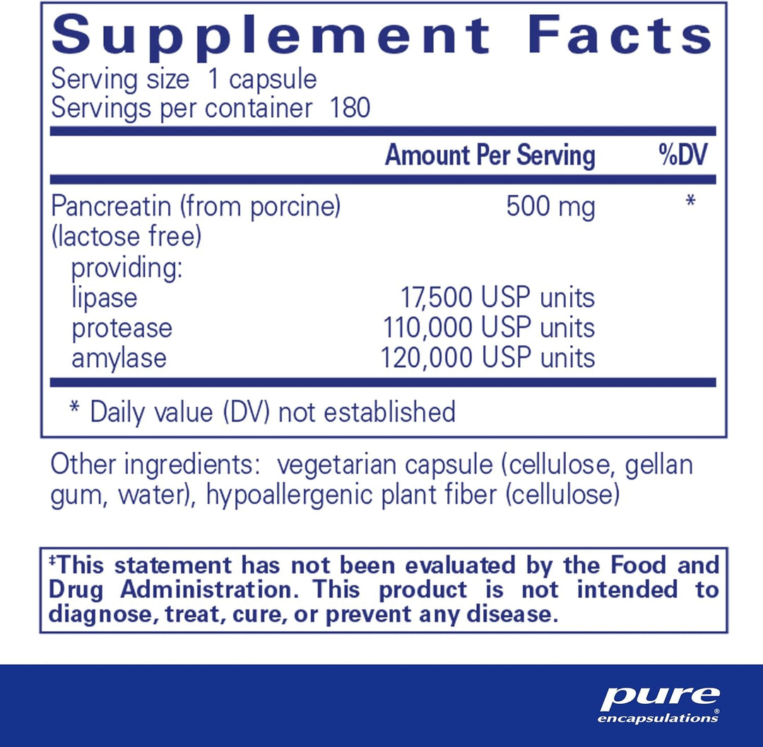 Pure Encapsulations Pancreatic Enzyme Supports Digestive Health 180 Capsules