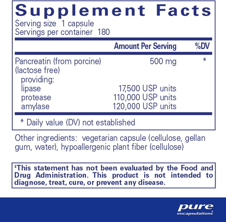 Pure Encapsulations Pancreatic Enzyme Supports Digestive Health 180 Capsules