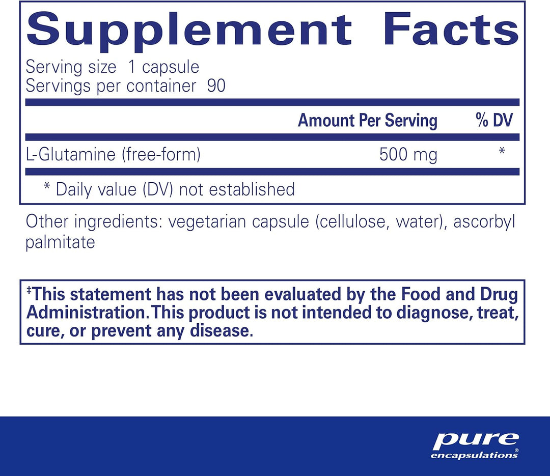 Pure Encapsulations L Glutamine Supports Gut and Muscle Health 90 Capsules