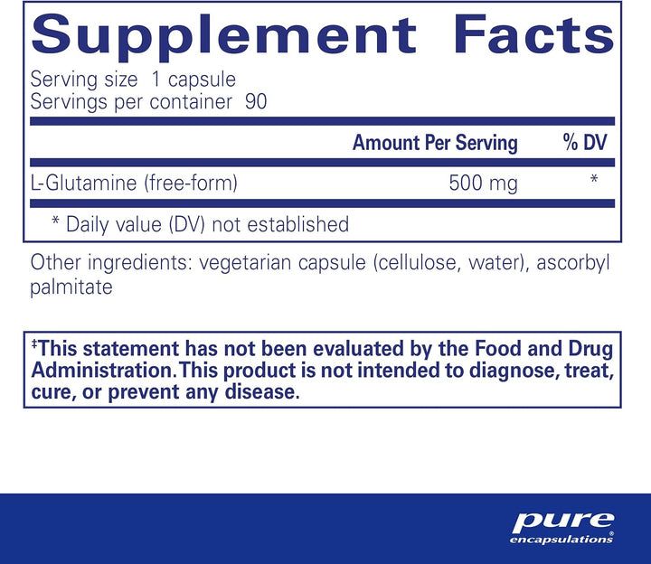 Pure Encapsulations L Glutamine Supports Gut and Muscle Health 90 Capsules