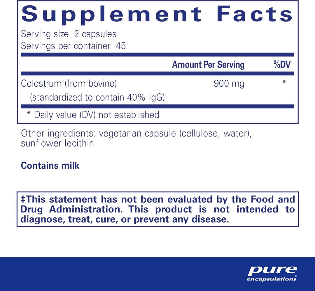 Pure Encapsulations Colostrum Supports Immune and Gut Health 90 Capsules