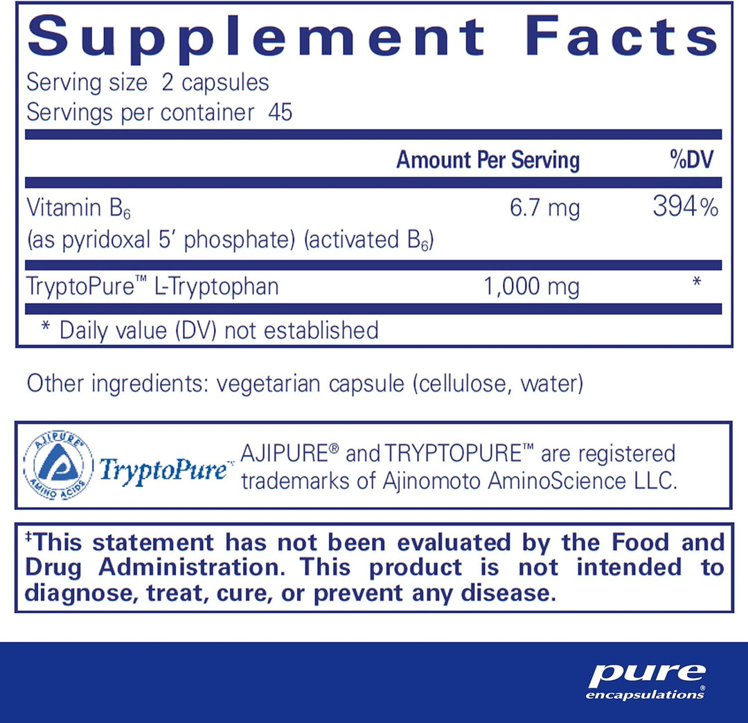 Pure Encapsulations L-Tryptophan Supports Relaxation and Mood Balance 90 Caps