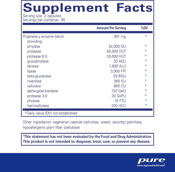 Pure Encapsulations Digestive Enzymes Ultra Supports Gut Health 180 Capsules