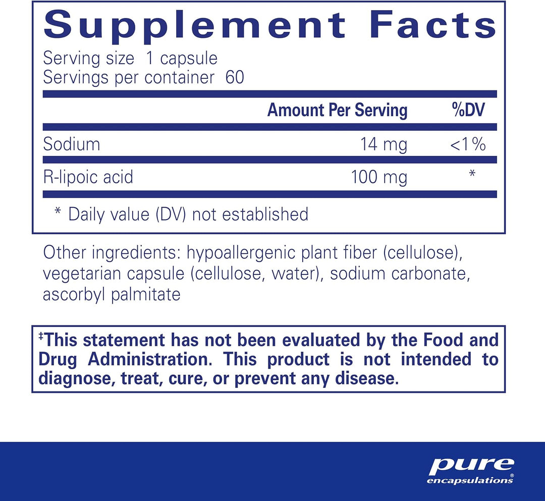 Pure Encapsulations R Lipoic Acid Supports Metabolism Antioxidant 60 Capsules