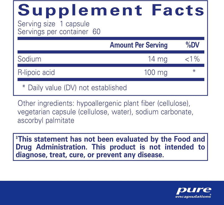 Pure Encapsulations R Lipoic Acid Supports Metabolism Antioxidant 60 Capsules