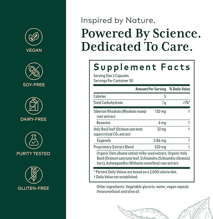 Gaia Herbs HPA Axis Daytime Maintenance Adrenal Support 60 Capsules