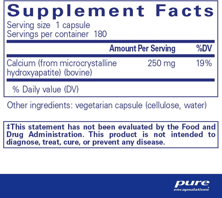 Pure Encapsulations Calcium MCHA Bone Support Vegan Formula 180 Capsules