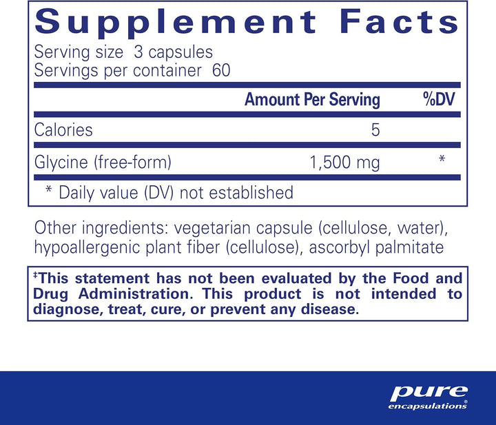 Pure Encapsulations Glycine Supports Sleep Quality and Liver Function 180 Caps