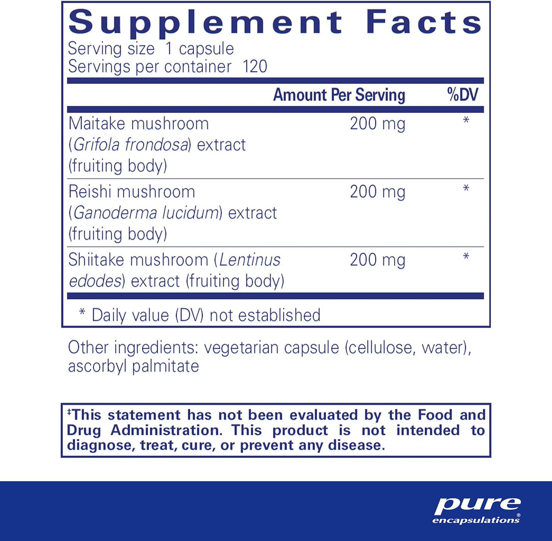 Pure Encapsulations MRS Mushroom Formula Supports Immune System Health 120 Caps