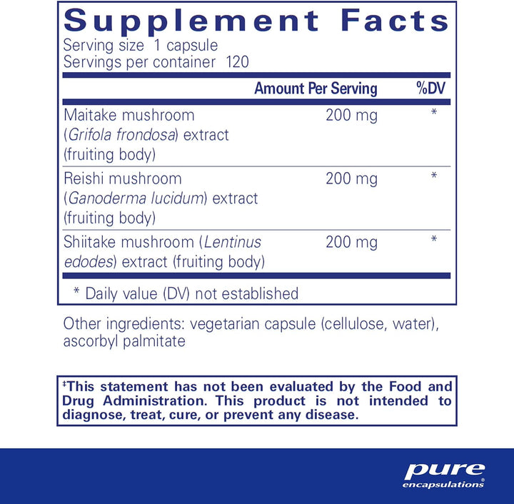 Pure Encapsulations MRS Mushroom Formula Supports Immune System Health 120 Caps