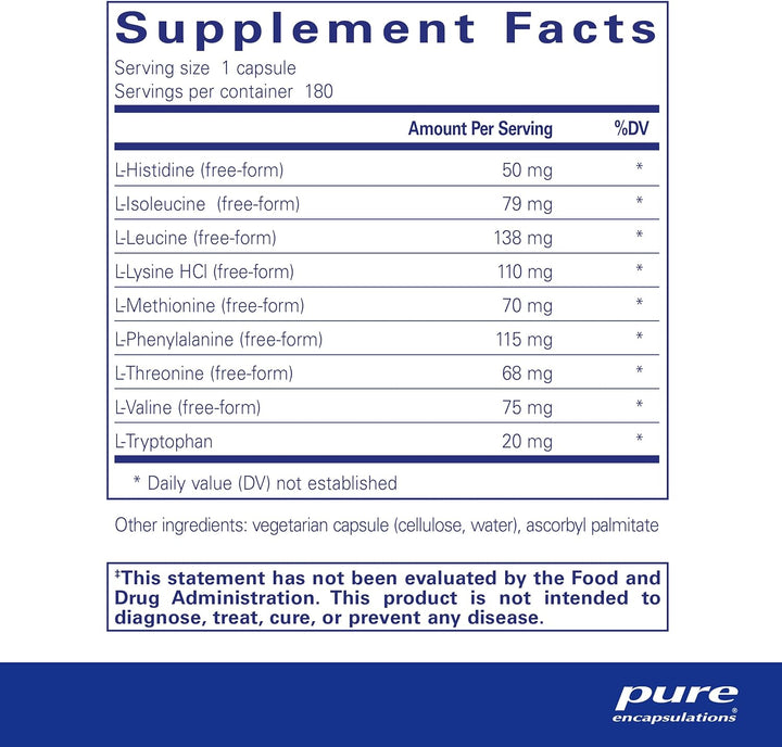 Pure Encapsulations Essential Amino Acids Muscle Recovery Support 180 Capsules