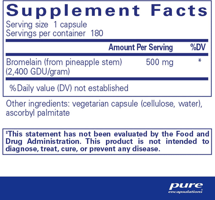 Pure Encapsulations Bromelain 2400 Supports Joints and Muscles 180 Capsules