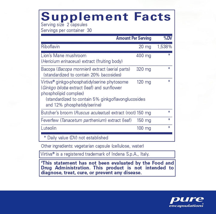 Pure Encapsulations Brain Reset Supports Mental Clarity Supplement 60 Capsules