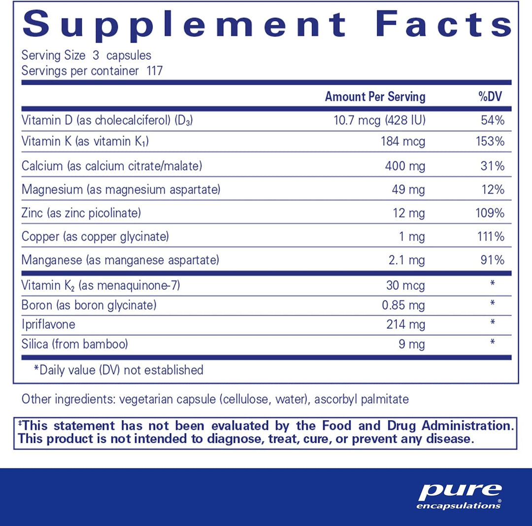 Pure Encapsulations Cal Plus Ipriflavone Bone Strength Support Vegan 351 Caps