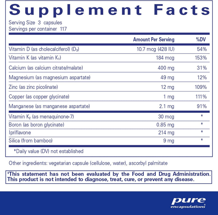 Pure Encapsulations Cal Plus Ipriflavone Bone Strength Support Vegan 351 Caps