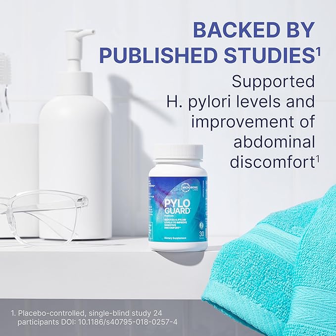 PyloGuard 30 cápsulas de Microbiome Labs favorece la salud intestinal y el equilibrio del H. pylori.