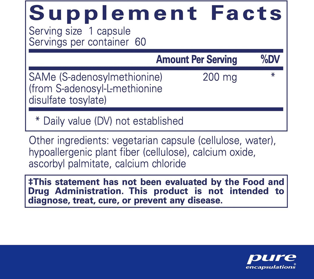 Pure Encapsulations SAMe Supports Joint and Cellular Health 60 Capsules